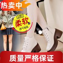 Camel Thick-soled Genuine Leather Martin Boots Womens 2023 Autumn and Winter New Style Round Toe Increases Tightness and Slims Fashion Versatile British Style Short