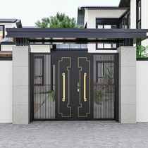 Yard gate aluminum alloy yard gate villa garden double door electric fence gate outdoor wrought iron gate country