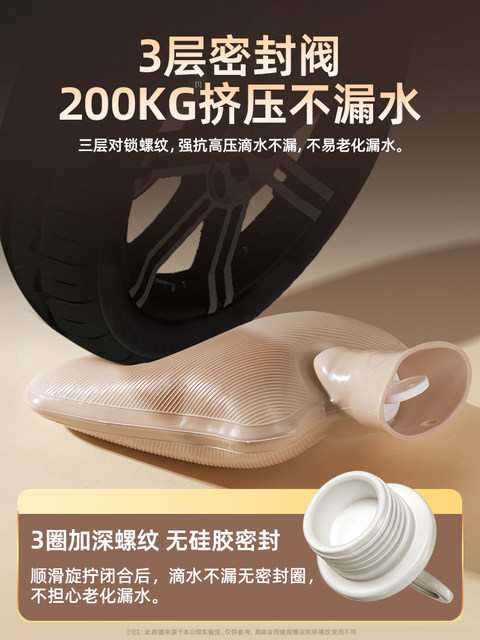 Hot Water Bottle, Water-Filled, Explosion-Proof, Warm Water Bag, Hand Warmer, Water-Filled, for Use in Bed in Winter, Foot Warmer, 1658