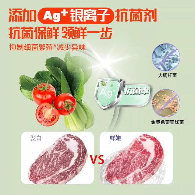 Ag+ Silver Ion Antibacterial Cling Film Cover, Food-Grade Disposable Food Cover, Elastic for Leftovers, Universal for Refrigerator