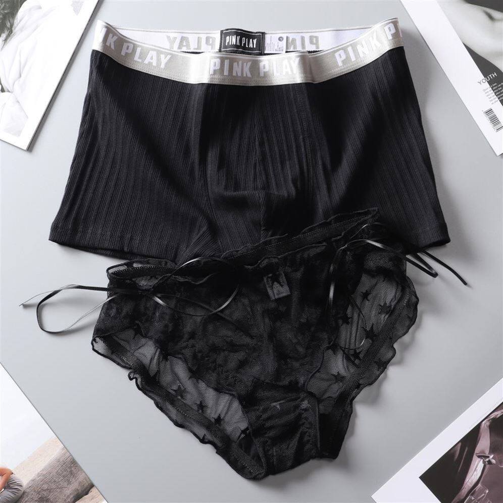 Couple's underwear sweet and cute cotton black lace men's and women's summer sexy complete sets of underwear passionate and hot