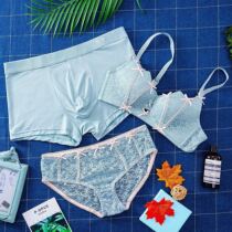 No steel ring Three sets pure cotton loversunderwear lovers briefs cute men and women with bra bra lovers suit