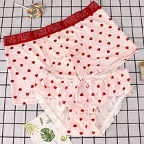 2 dress loversunderwear one man and one woman cute cartoon lovers erotic passions Pink Peach Hearts Pants