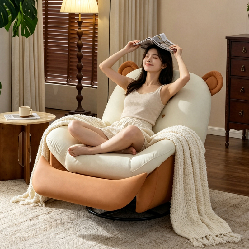 Electric Lazy Multifunctional Sofa Chair for Home Living Room, Can Recline and Sleep, Leisure Bear, Super Comfortable Single Sofa Rocking Chair