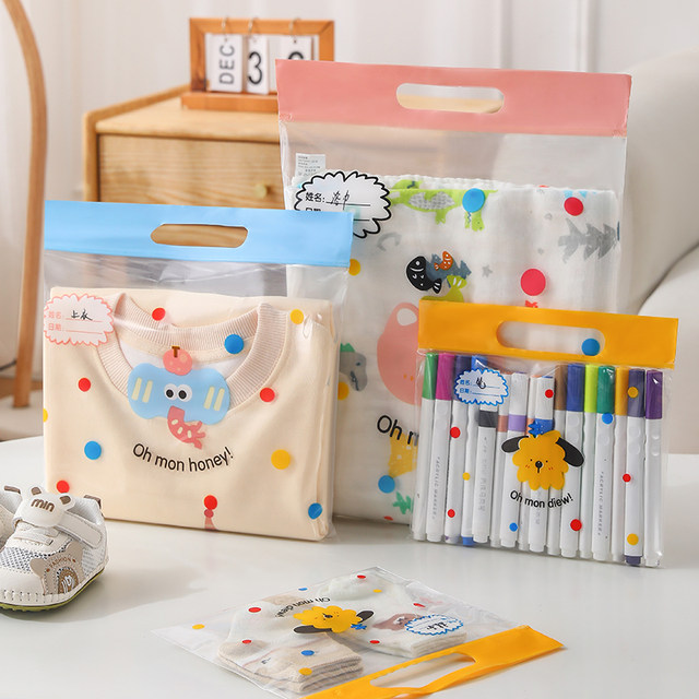Cartoon cute hand storage bag kindergarten mother and baby going out clothes diapers travel package sealed bag