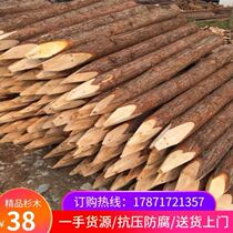 Fir wood piles pine wood piles larch river bank protection piles flood control wood piles landscaping support factory