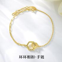 Korean version of ins interlocking bracelet for women niche light luxury high-end geometric bracelet S925 silver jewelry