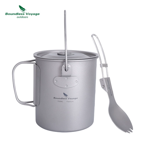 Только на 750 мл чистого титана водяной чашки висит дикий лагерь чайная чашка кофейная чашка мини -складная портативная титановая чашка на открытом воздухе.