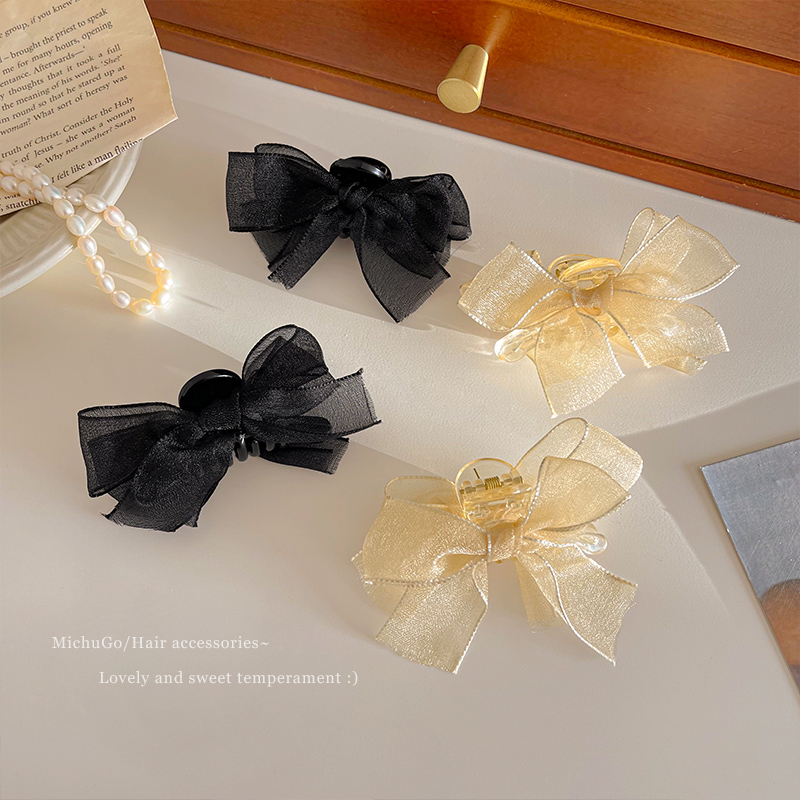 Advanced sense net butterfly bow tie hair clip female princess head shredded hair clip bluff hairpin on the front forehead side