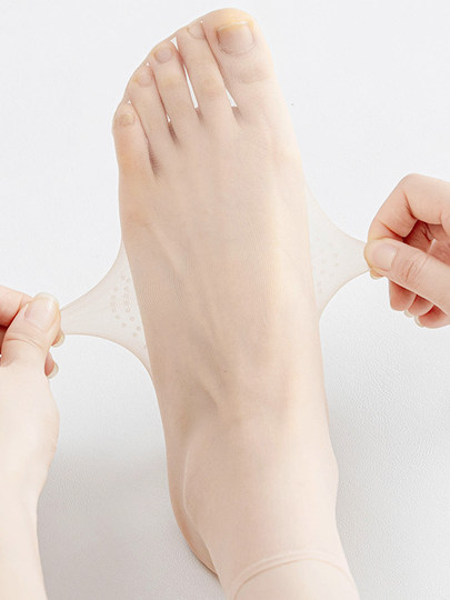 0D透明隐形水晶丝中筒袜夏季超薄款防勾丝防滑短丝袜肉色自然裸感