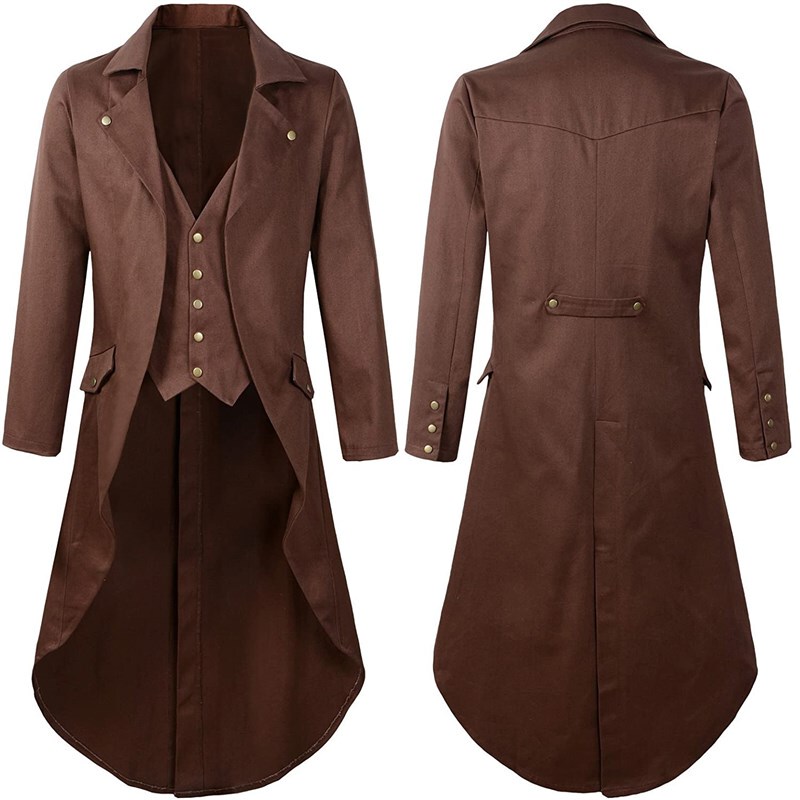 European and American Men's Medieval Retro Clothing Performance X Dress Mid-Length Punk Tailcoat Men's Lapel Coat Outerwear European and American Men's Medieval Retro Clothing Performance X Dress Mid-Length Punk Tailcoat Men's Lapel Coat Outerwear