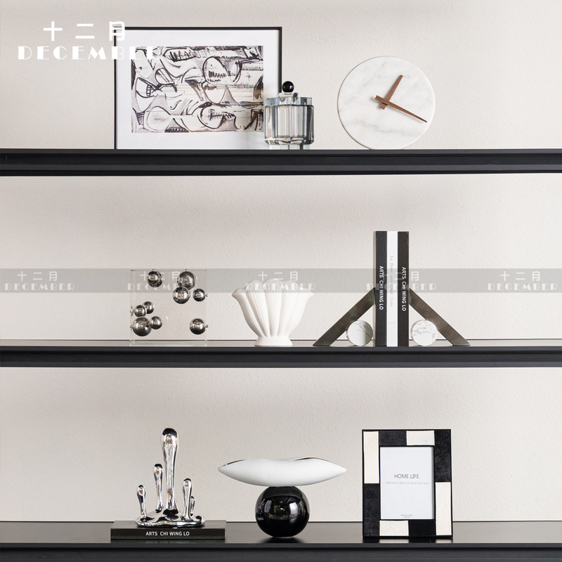 Modern Light Luxury Living Room Tv Cabinet with Open Shelves, Wine Cabinet, Office Background Wall, Silver-White Model Room Soft Decorations