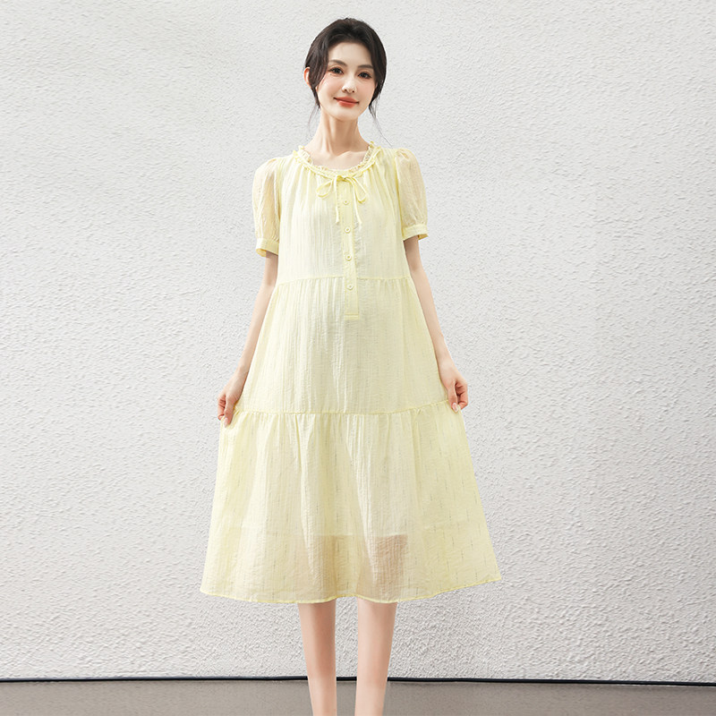 Forencos Maternity Dress 2026 New Loose Tencel Dress Summer Thin Mid-Length Dress Elegant Outfit — 4