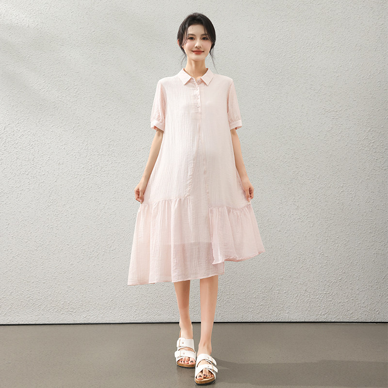 Forencos Maternity Dress 2026 New Loose Tencel Dress Summer Thin Mid-Length Dress Elegant Outfit — 1