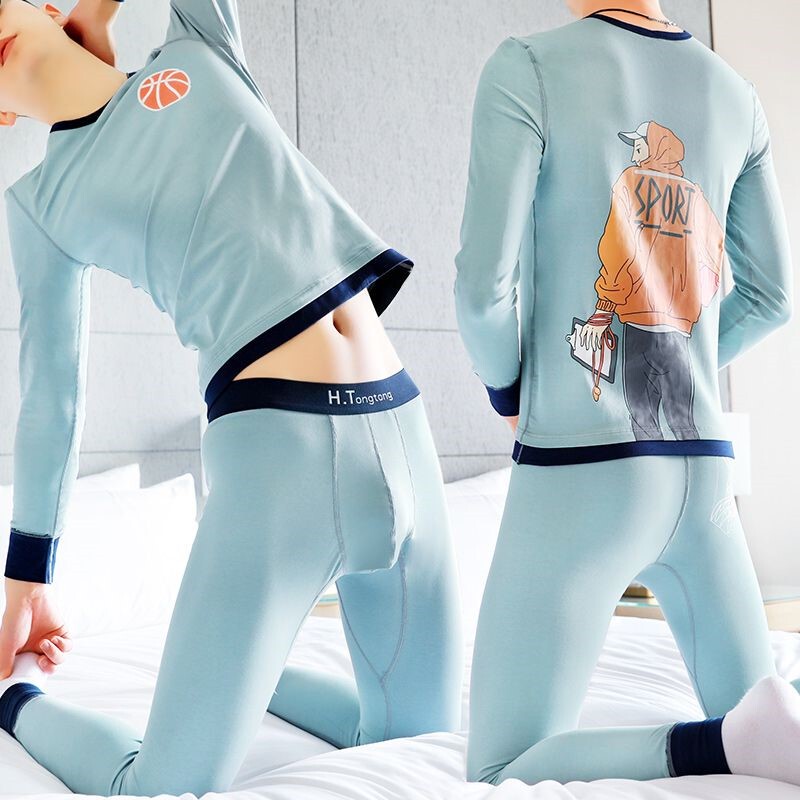 Men's Autumn Thermal Underwear Set, Stylish Sports Pure Cotton Trendy Youth Thermal Underwear, Men's Winter Thermal Tops and Bottoms Men's Autumn Thermal Underwear Set, Stylish Sports Pure Cotton Trendy Youth Thermal Underwear, Men's Winter Thermal Tops and Bottoms