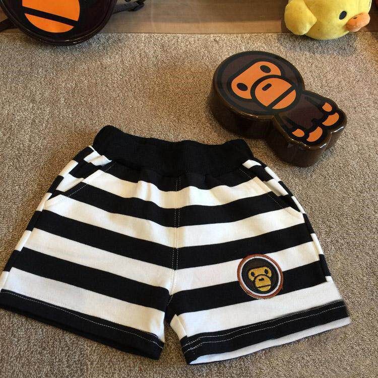 Boys striped shorts 2022 new summer tide brand children's clothing baby cotton casual pants children's five-point pants