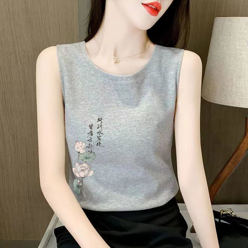 Foreign Trade Clearance Discount Sleeveless Tank Top Camisole for Women 100% Pure Cotton Summer Plus Size Vintage Chinese Style T-Shirt Top Foreign Trade Clearance Discount Sleeveless Tank Top Camisole for Women 100% Pure Cotton Summer Plus Size Vintage Chinese Style T-Shirt Top