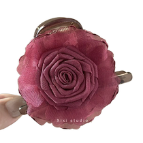 Pink Lady Gentle Rose Flower Clip Sweet Shark Clip for the Back of the Head Beautiful Hair Clip Travel Hairpin