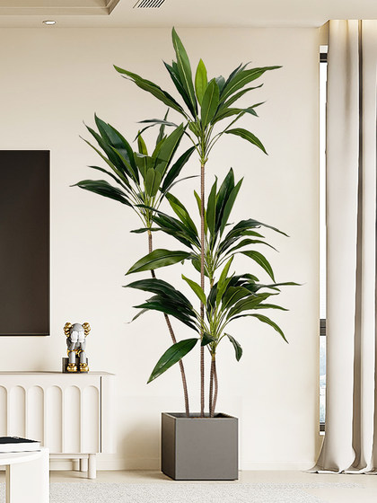Simulated Green Plant Velvet Indoor Living Room Floor Decoration Fake Plant Potted Tv Cabinet Large Artificial Ornament Tree