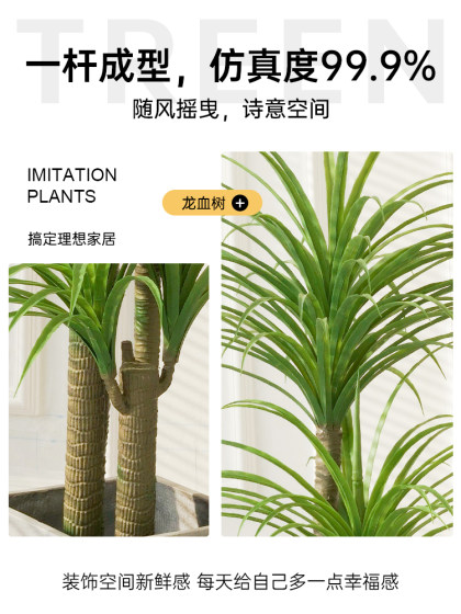 Simulated Green Plant Dracaena Indoor Living Room Tv Cabinet High-End Light Luxury Plant Floor-Standing Potted Plant Artificial Decoration