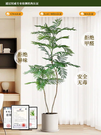 High-End Bionic Green Plant Jacaranda Indoor Living Room Decoration Next to the Tv Cabinet High-Quality Artificial Plant