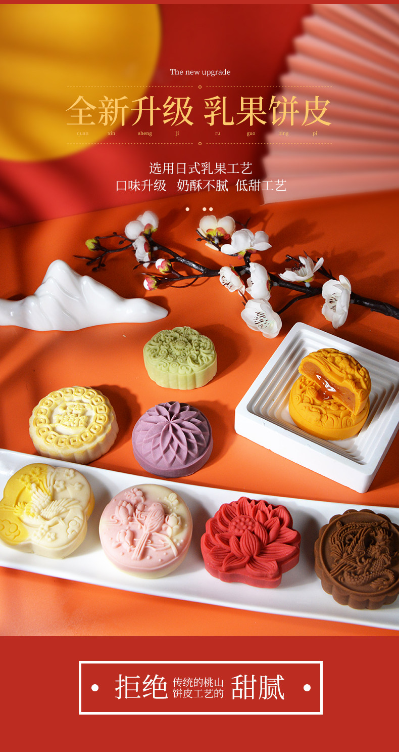 糕叔 0蔗糖 乳果精品月饼礼盒 8饼8味 360g 图3