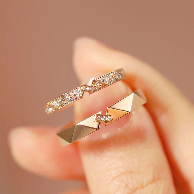 Small design ring, for beloved, 925 sample silver, light luxury style