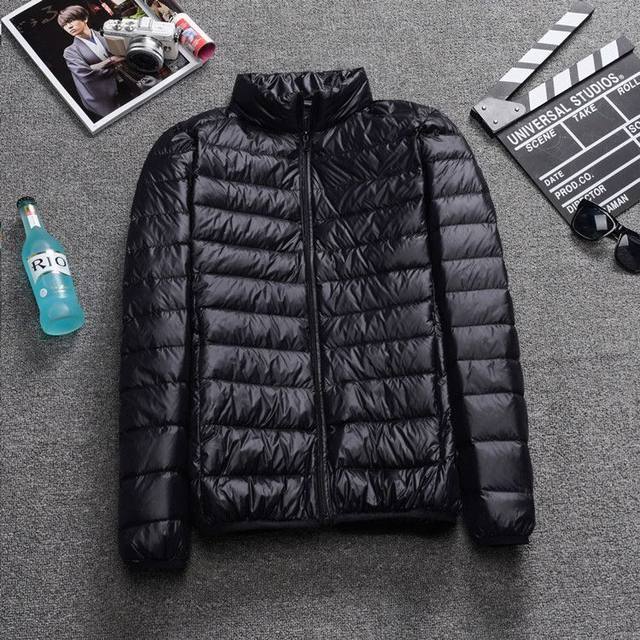 2023 New Thin Down Jacket Men's Short Versatile Lightweight Stand Collar Hat Thin Young and Middle-aged Large Autumn and Winter Jacket