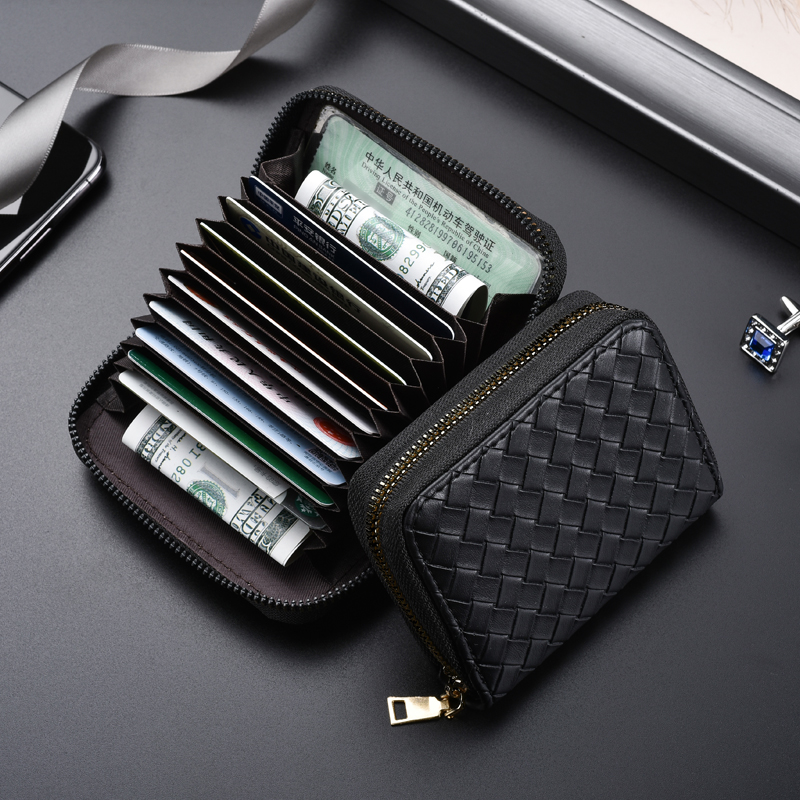 Woven pattern card bag exquisite high-end compact men's and women's large-capacity multi-card driver's license card sleeve card holder anti-demagnetization