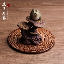 High-quality purple sand tea pet ornaments three-legged golden toad and toad incense stick that can raise children He Weibins fully handmade tea toy
