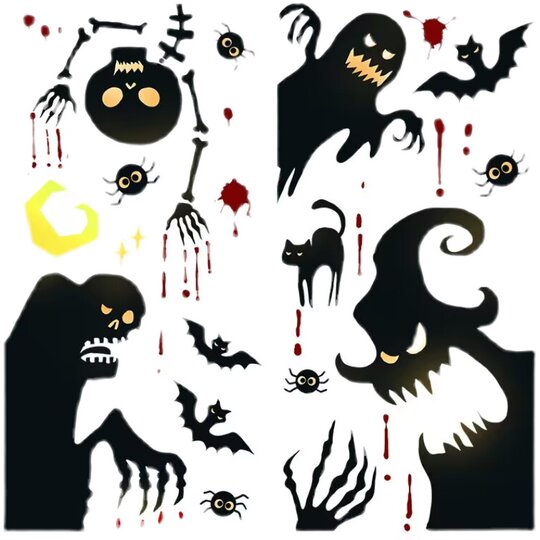 Halloween Decorative Glass Stickers Window Decals Wall Door Decoration Home Horror Window Static Wall Stickers Window Decorations