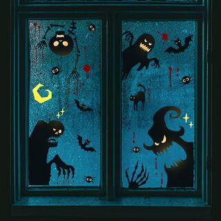 Halloween Decorative Glass Stickers Window Decals Wall Door Decoration Home Horror Window Static Wall Stickers Window Decorations