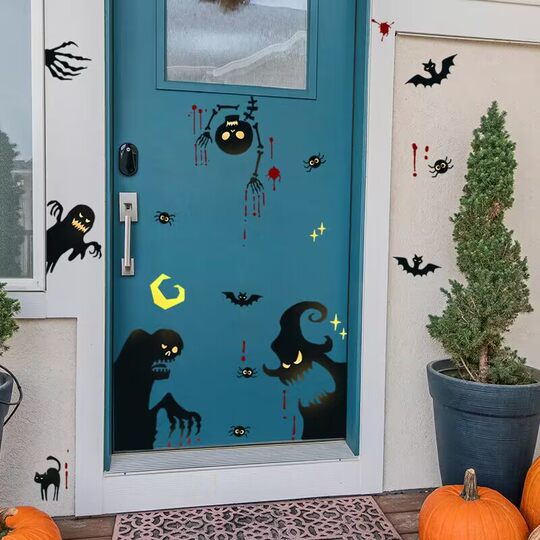 Halloween Decorative Glass Stickers Window Decals Wall Door Decoration Home Horror Window Static Wall Stickers Window Decorations