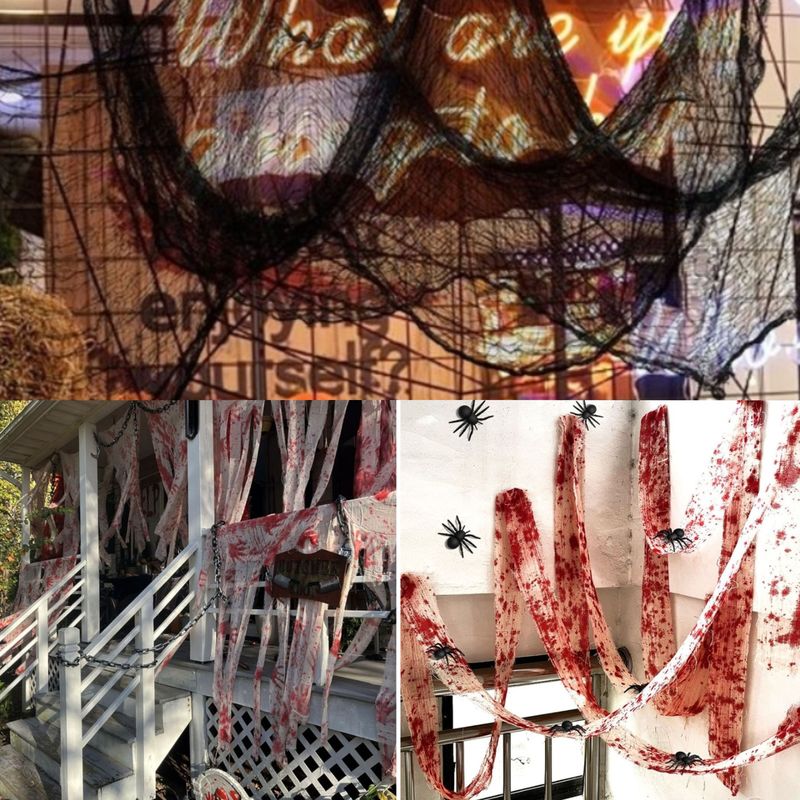 Halloween Decorations, Blood-Stained Gauze Bandages, Haunted House Escape Room Atmosphere Props, Blood-Stained Warning Tape, Horror Bar Decorations Halloween Decorations, Blood-Stained Gauze Bandages, Haunted House Escape Room Atmosphere Props, Blood-Stained Warning Tape, Horror Bar Decorations