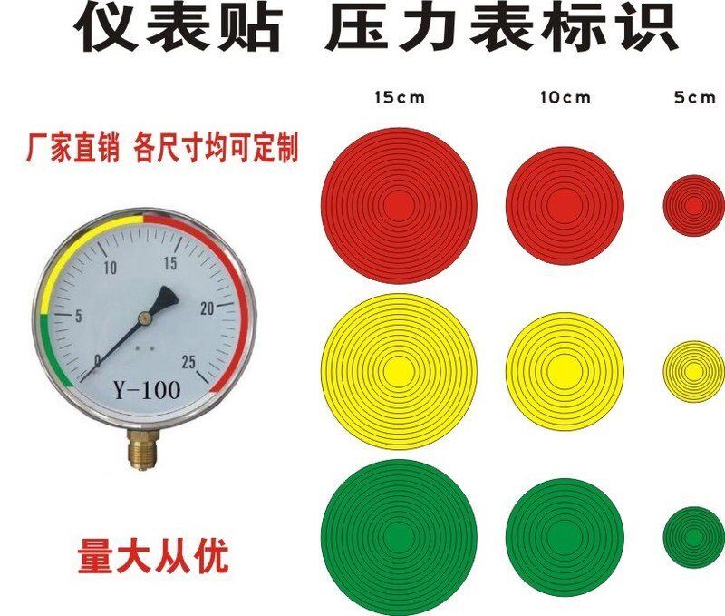 3张管道标识反光管道标识贴标签管道压力表标贴管道色环不干胶5cm