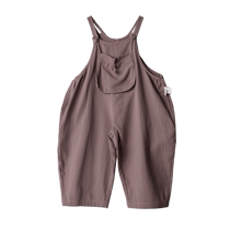 Ryebread Black Bread Childrens Clothing Korean Pure Cotton Girls Big Pocket Suspenders Casual Pants 4 Summer