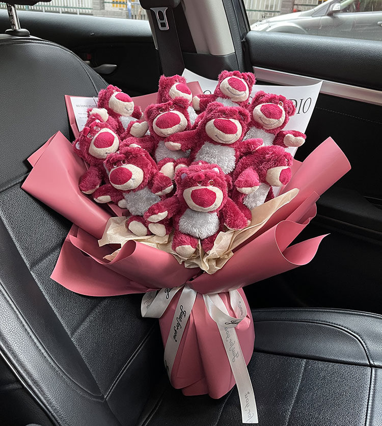 Strawberry Bear Bouquet Nets Red Kulomi Doll Cartoon Birthday Graduation Seven-year Valentine's Day gifts to men and women friends 