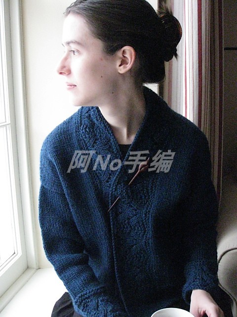Mai Lang hollow lace buttonless cardigan Chinese weaving diagram text description