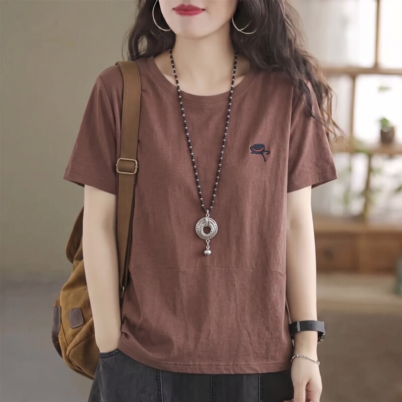 Middle-Aged Mother's Short-Sleeved T-Shirt for Women, Summer Pure Cotton, Loose and Stylish Top, Large Size, Slimming, Belly-Covering, Age-Reducing, Round-Neck T-Shirt Middle-Aged Mother's Short-Sleeved T-Shirt for Women, Summer Pure Cotton, Loose and Stylish Top, Large Size, Slimming, Belly-Covering, Age-Reducing, Round-Neck T-Shirt