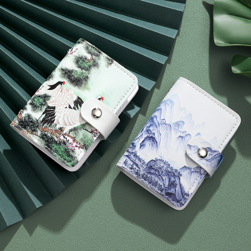 Chinese-Style Anti-Degaussing Card Holder, Retro Chinese-Style Ancient Large-Capacity Id Holder, High-End Transparent Card Page Snap-On Card Holder for Men