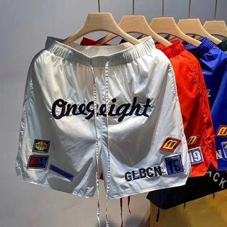 High-end embroidered shorts quick-drying sports ice silk five-point pants