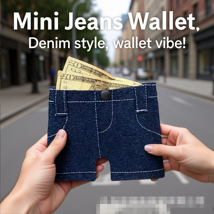 New Personalized Creative Mini Denim Wallet, Foldable Denim-Shaped Coin Purse, Small Card Holder Bag New Personalized Creative Mini Denim Wallet, Foldable Denim-Shaped Coin Purse, Small Card Holder Bag