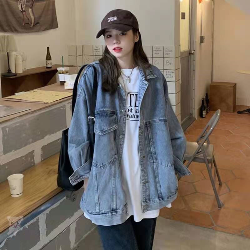 Early autumn net red new Korean style jacket 2022 hot style top retro denim loose spring jacket trendy women