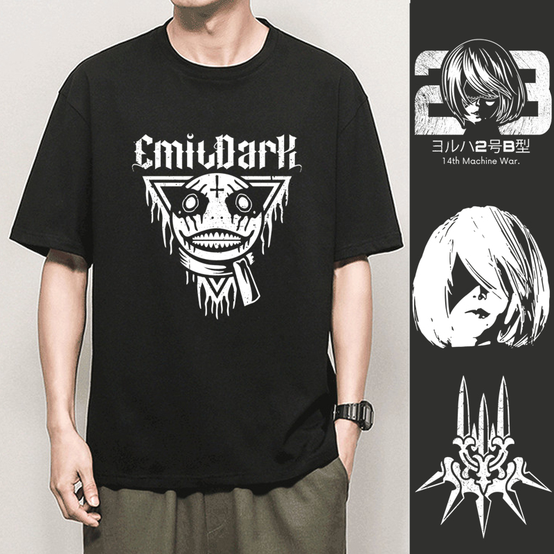 Nier: Automata 2B Cotton T-Shirt Short-Sleeve Japanese and Korean Anime Collaboration Merchandise Clothing Nier: Automata 2B Cotton T-Shirt Short-Sleeve Japanese and Korean Anime Collaboration Merchandise Clothing