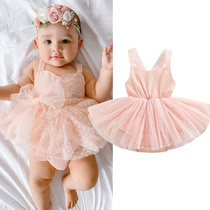 Baby Sweet Romper Dress Solid Color Square Neck Seleveless M