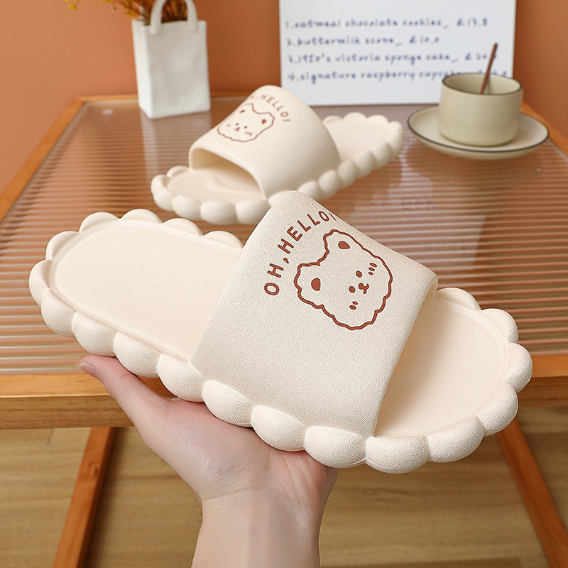 Bear slippers women's summer home indoor bathroom bath non-slip cartoon feces thick bottom sandals men's