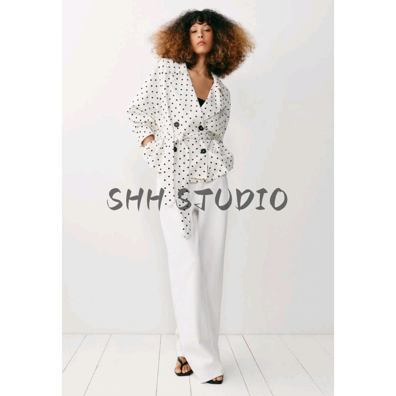 Za Original 26 Summer Women's Double-Breasted Long-Sleeve Polka Dot Trench-Style Jacket with Flap Collar 6318241 Za Original 26 Summer Women's Double-Breasted Long-Sleeve Polka Dot Trench-Style Jacket with Flap Collar 6318241