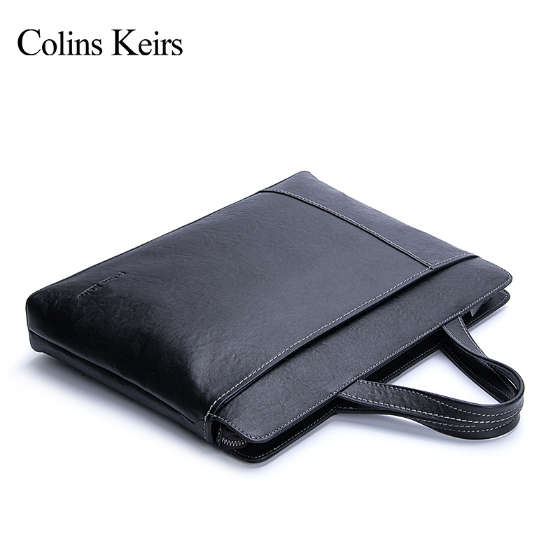 Colins Keirs genuine leather men's bag handbag bag men's briefcase simple 14 inch computer bag business cowhide