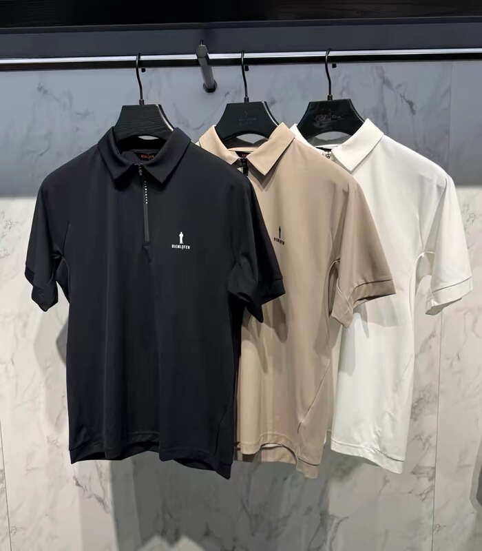 [Moisture-Wicking and Quick-Drying] Biyinlefen Genuine Summer Golf Men's Elastic Lapel Short-Sleeved T-Shirt