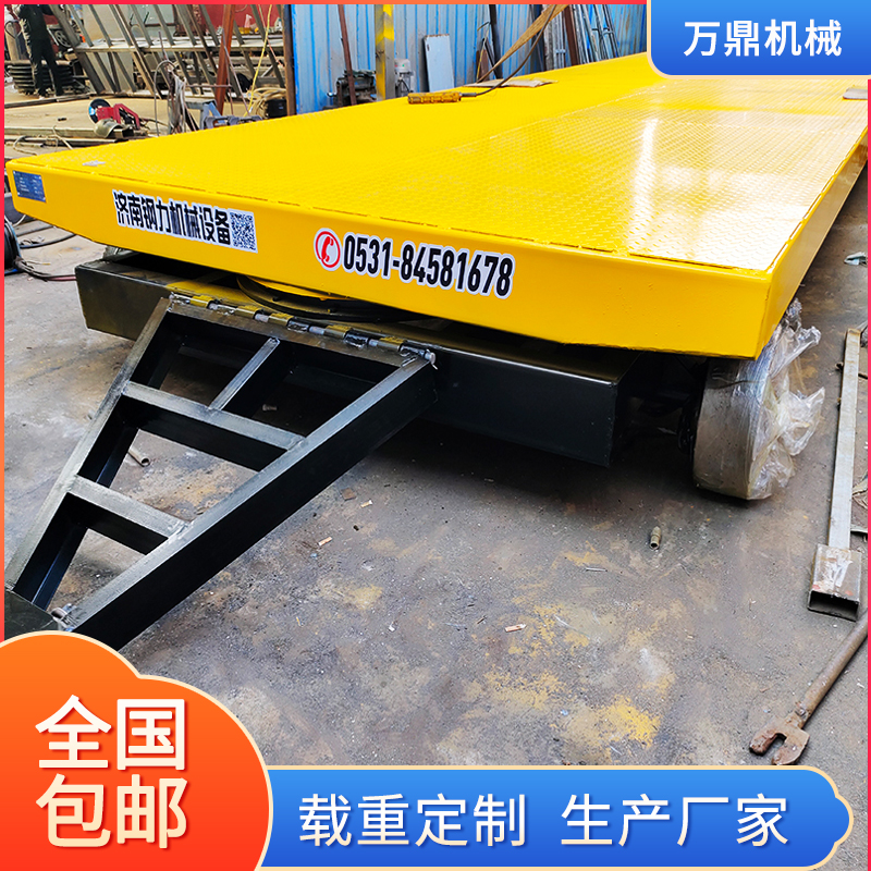 10 ton factory area stacking high machine traction flatbed truck four-wheel steering heavy material weekly turning large tonnage transport towed trailer